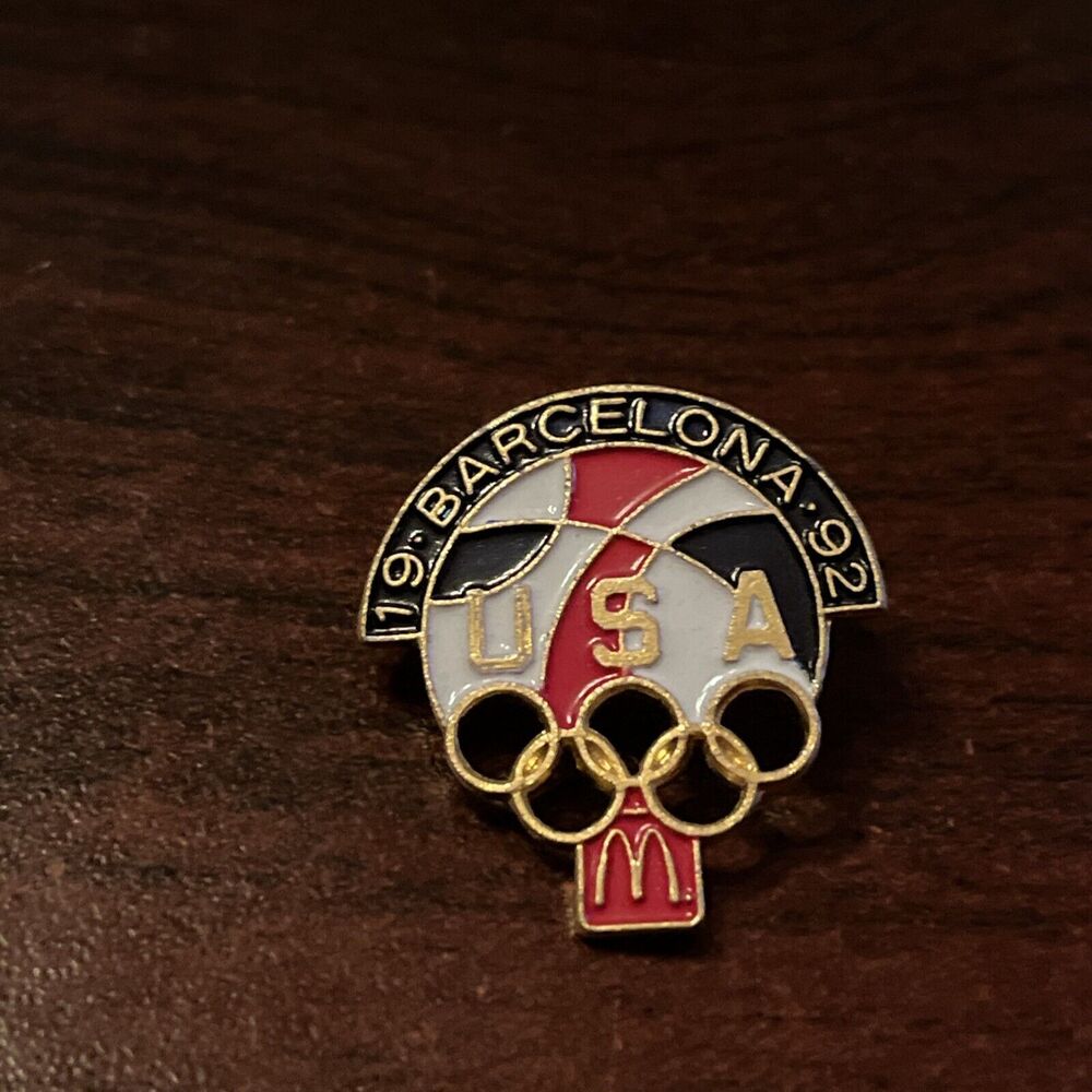 McDonald’s 1992 Barcelona Olympics Team USA Basketball Employee Lapel Hat Pin